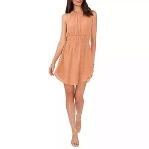 1.State Women's High Neck Mini Dress in Burnt Orange Sleeveless Size M NWT